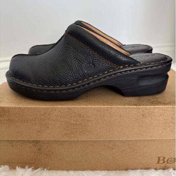 Born Mount II Black Leather Platform Clogs Size 9 Comfort Slip-On Shoes like new - Picture 6 of 16